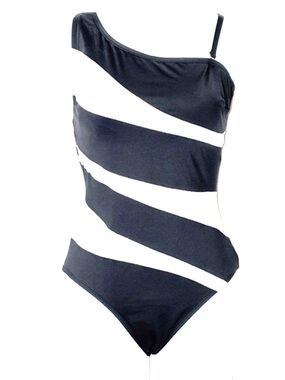 CUPSHE Slim & Sculpt NWT One Piece Swimsuit, Size L, Black & White